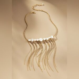 🧁SALE🍡 Anthropologie Gold and Pearl Fringe Necklace